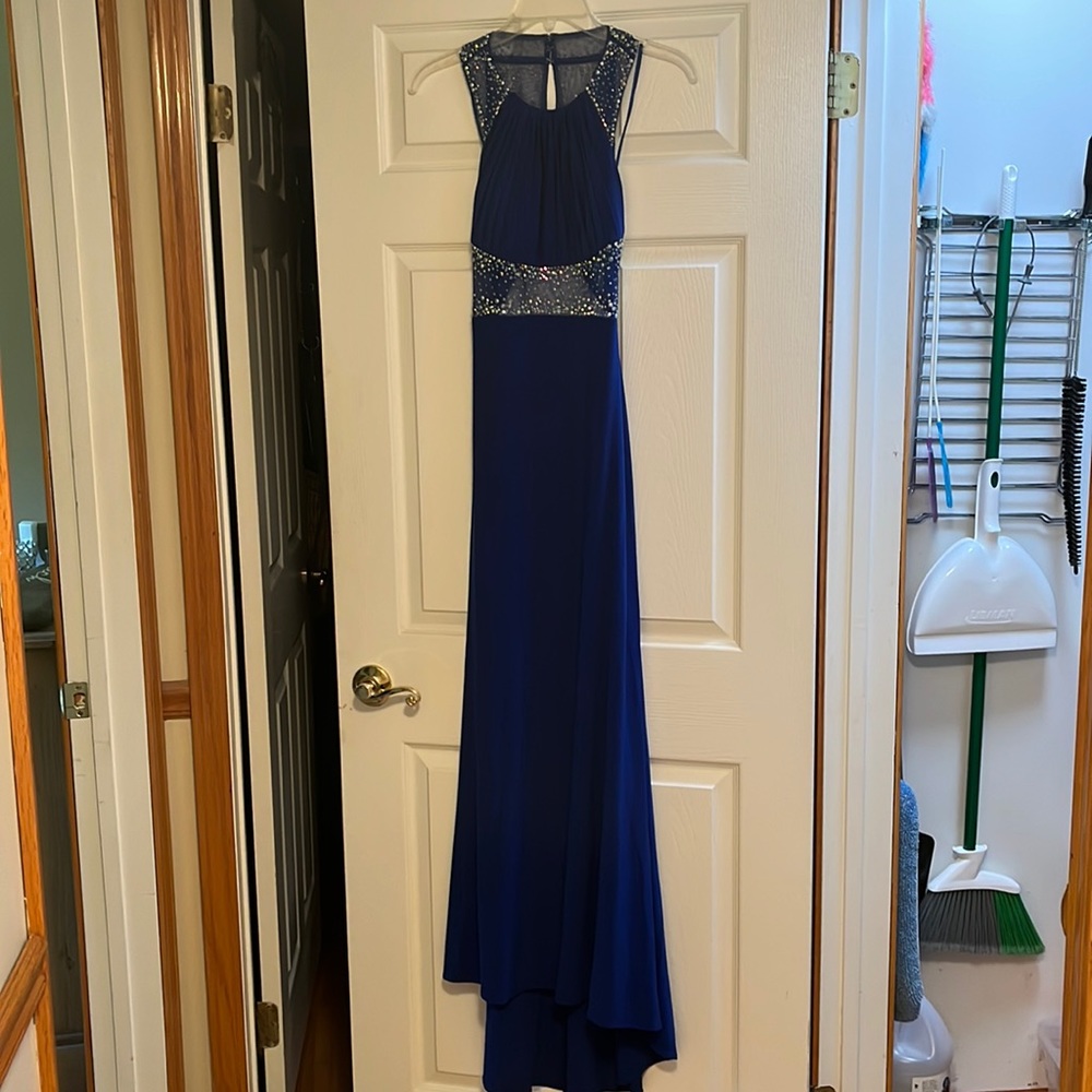 Blue Beaded Evening Gown by Morgan & Co